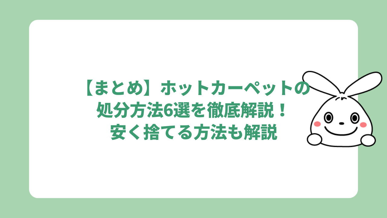 【まとめ】ホットカーペットの処分方法6選を徹底解説!安く捨てる方法も解説